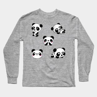 Cute And Playful Panda Sticker Pack Long Sleeve T-Shirt